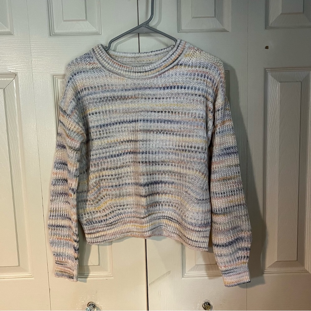 Gap Women Ivory Pullover Sweater M Crew Neck Knit Sweater